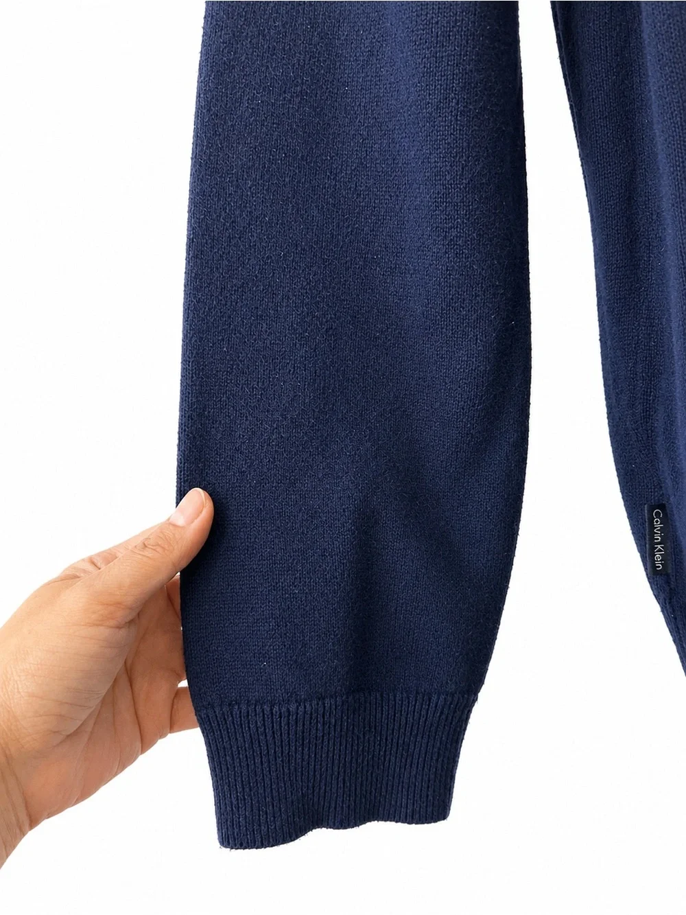 Calvin Klein Blue Colorblock Quarter Zip Cotton Sweater Size L